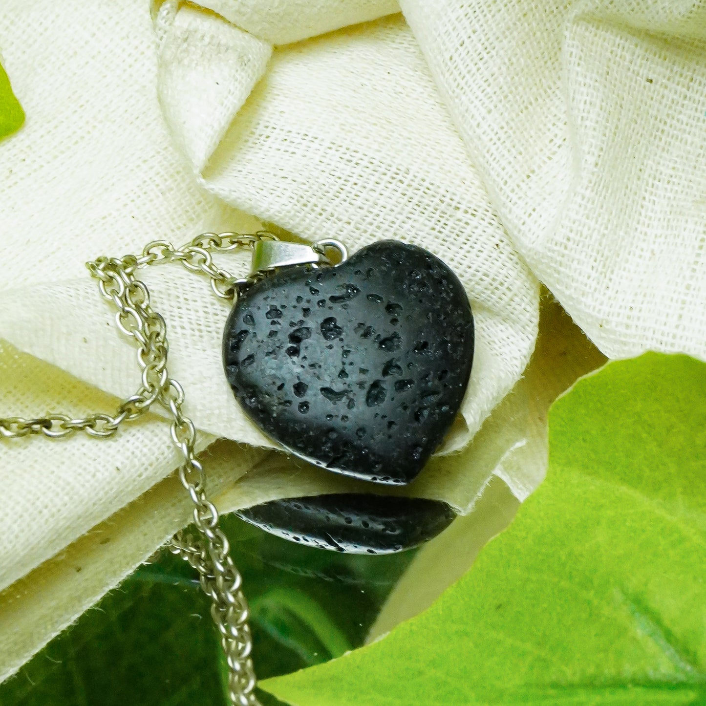 Real Lava Crystal Heart Pendant