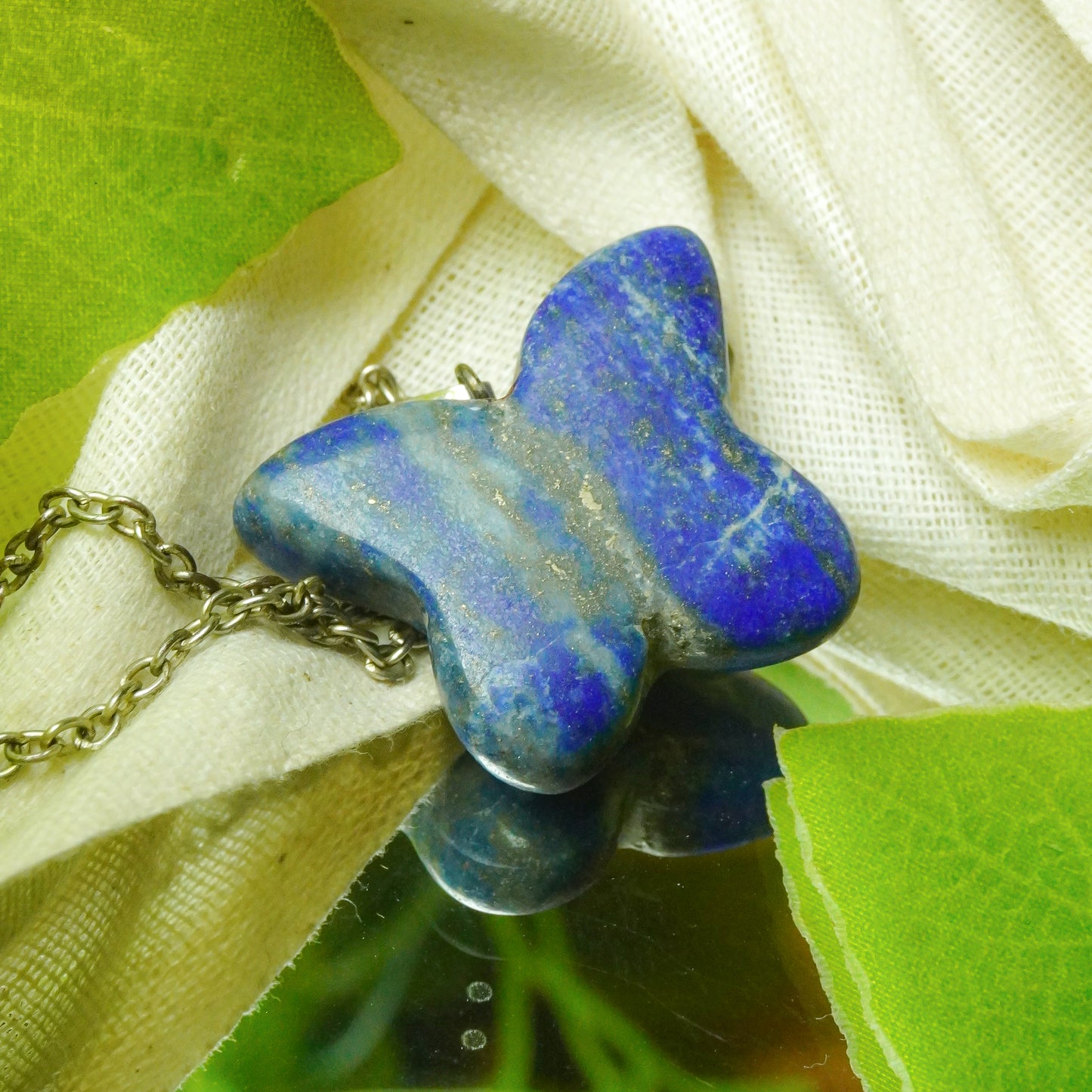 Real Sodalite Crystal Butterfly Pendant