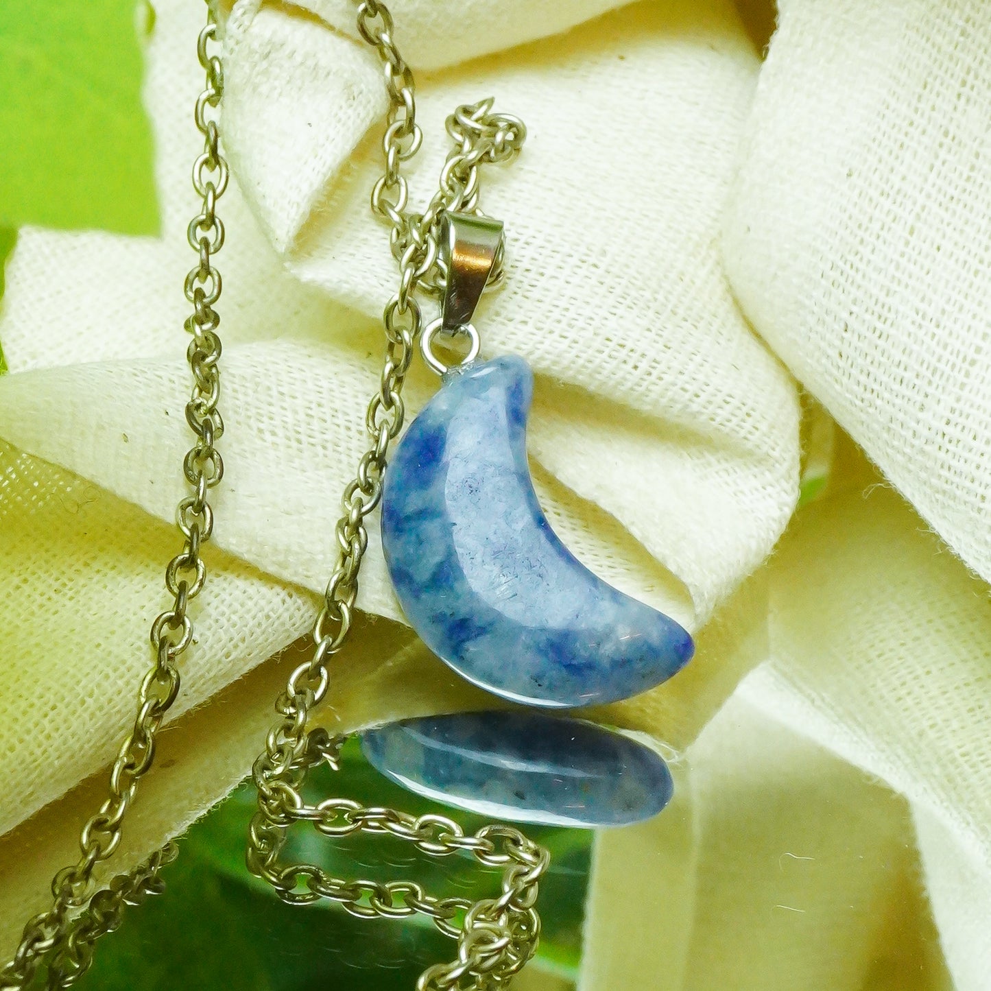 Real Sodalite Crystal Half Moon Pendant