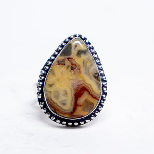 Crazy Lace Agate Crystal Ring