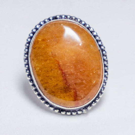 Golden Quartz Crystal Ring