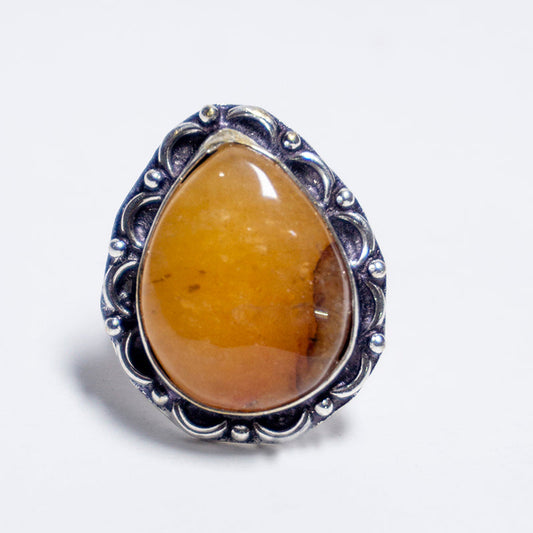 Golden Quartz Crystal Ring