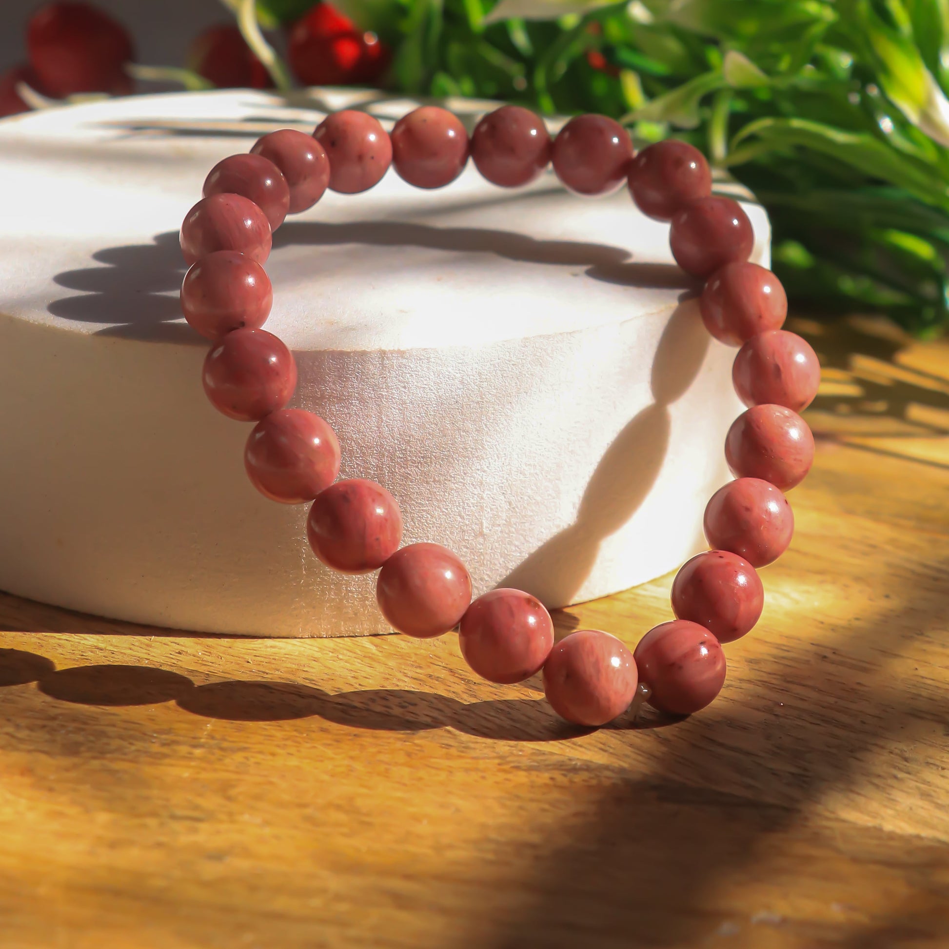 Thulite Crystal Bead Bracelet by Witch Way Out – Witch Way Out IN