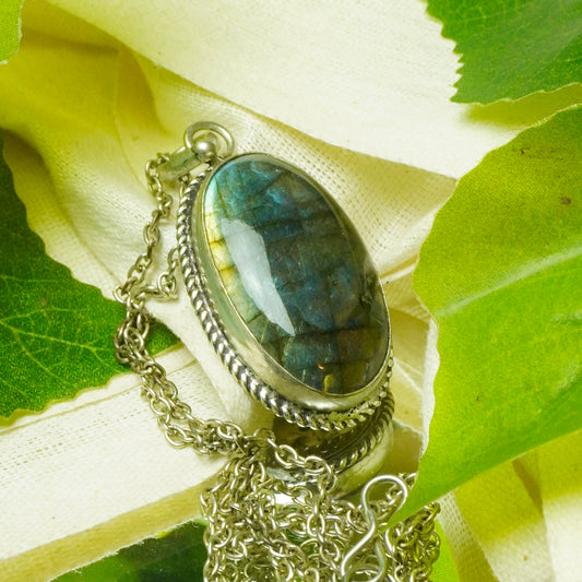 Real Labradorite Crystal Fancy Pendant
