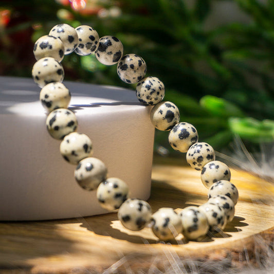 Dalmation Jasper Crystal Bead Bracelet