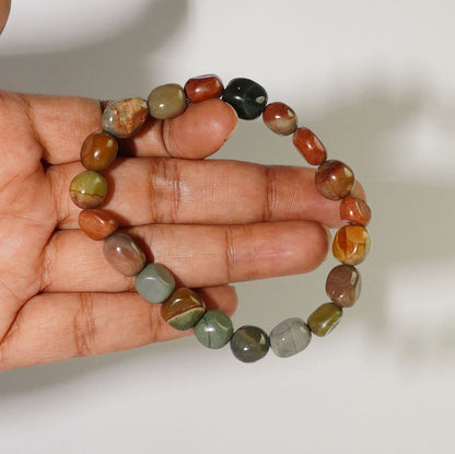 Real Pastel Polychrome Jasper Crystal Tumble Bracelet
