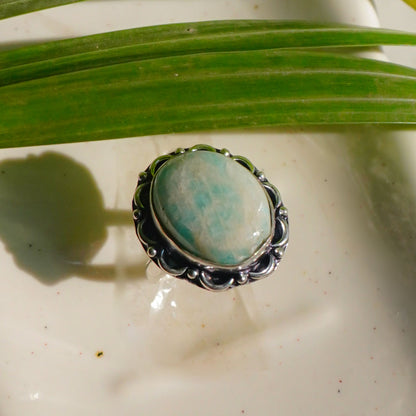 Amazonite Crystal Ring for Spiritual Styling