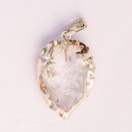 Clear Quartz Crystal Arrowhead Pendant