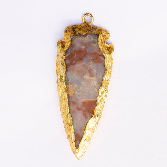 Crazy Lace Agate Crystal Arrowhead Pendant