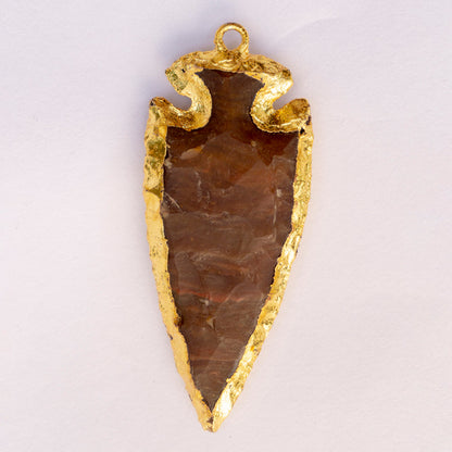 Red Carnelian Crystal Flat Arrowhead Pendant