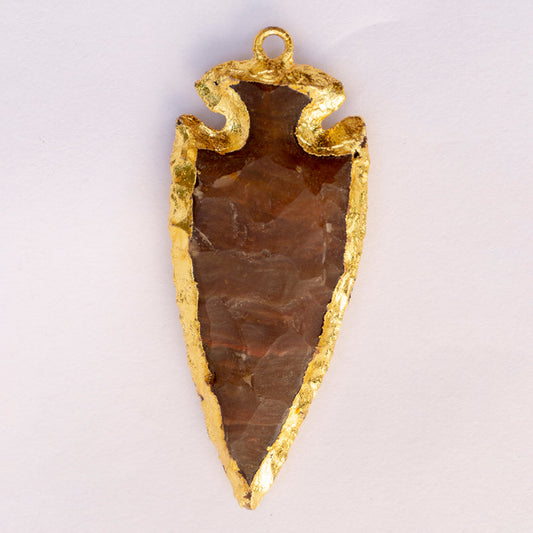 Red Carnelian Crystal Flat Arrowhead Pendant