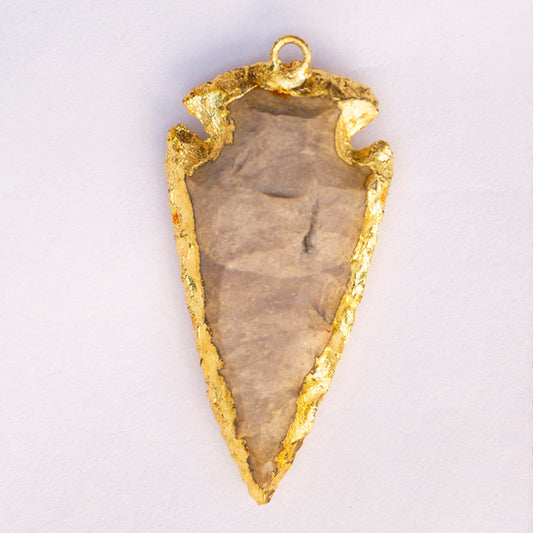 Peach Moonstone Crystal Arrowhead Pendant