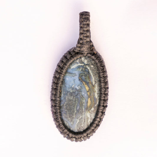 Moss Agate Crystal Crochet Pendant