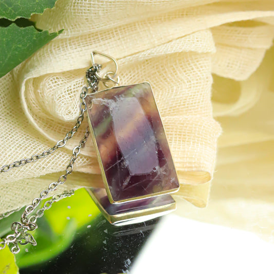 Real Fluorite Silver Pendant