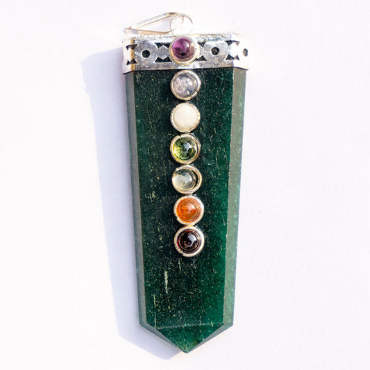 Green Aventurine Crystal Flat Wand Pendant