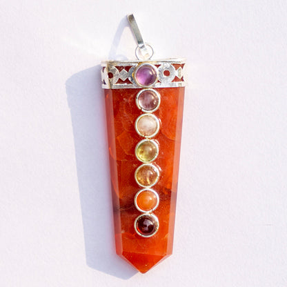 Carnelian Crystal Flat Wand Pendant