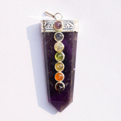 Amethyst Crystal Flat Wand Pendant
