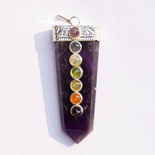 Amethyst Crystal Flat Wand Pendant