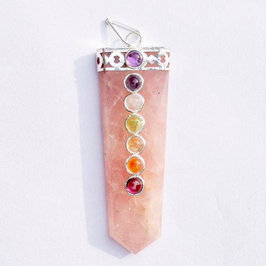 Rose Quartz Crystal Flat Wand Pendant