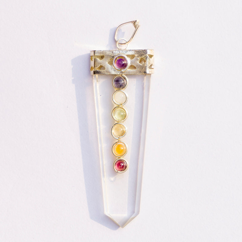 Clear Quartz Crystal Flat Wand Pendant