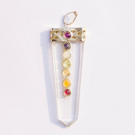 Clear Quartz Crystal Flat Wand Pendant