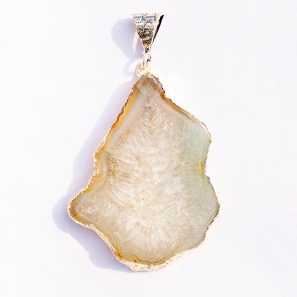 Grey Agate Crystal Slice Pendant