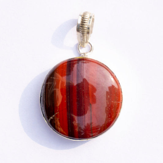 Red Tiger's Eye Crystal Round Pendant