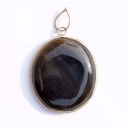Black Onyx Crystal And Stone Necklace Oval Pendant Jewellery