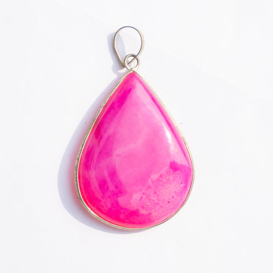 Pink Onyx Crystal Teardrop Pendant