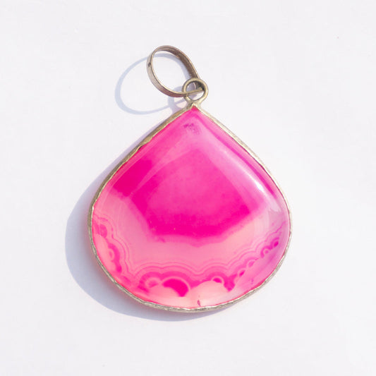 Pink Onyx Crystal Teardrop Pendant
