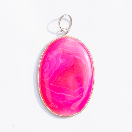 Pink Onyx Crystal Oval Pendant