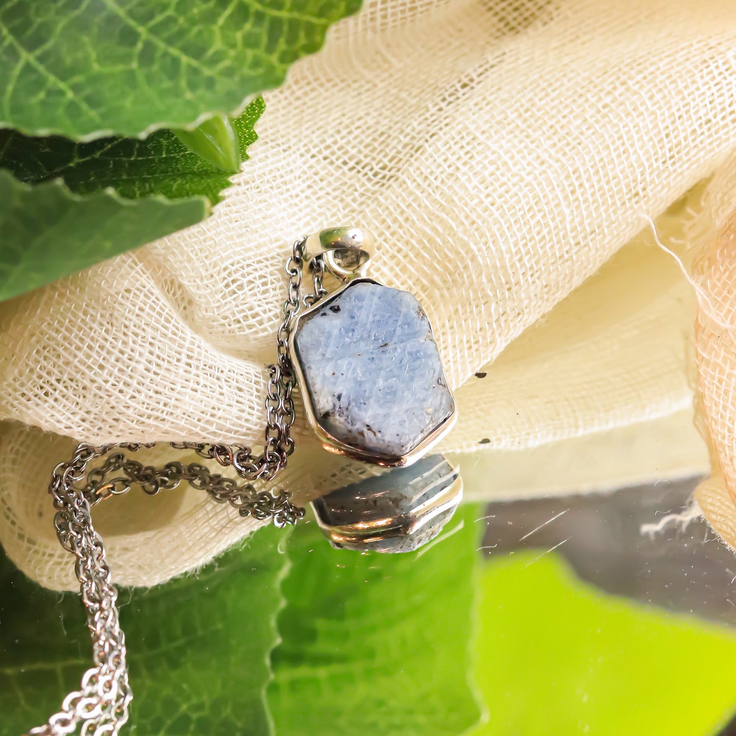 Real Blue Sapphire Silver Pendant