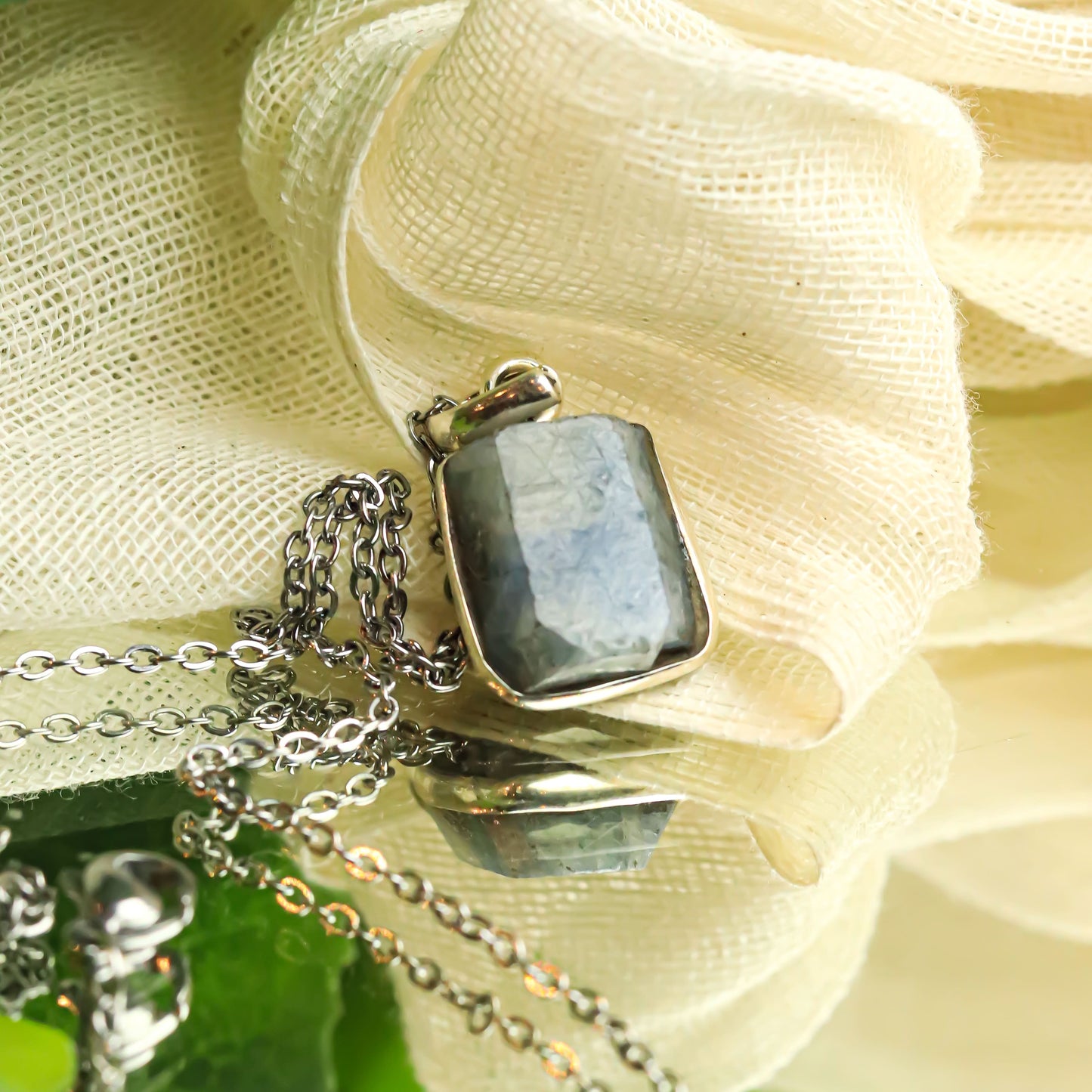 Real Blue Sapphire Silver Pendant