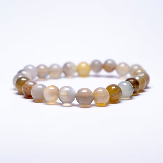 Grey Agate Crystal Bead Bracelet