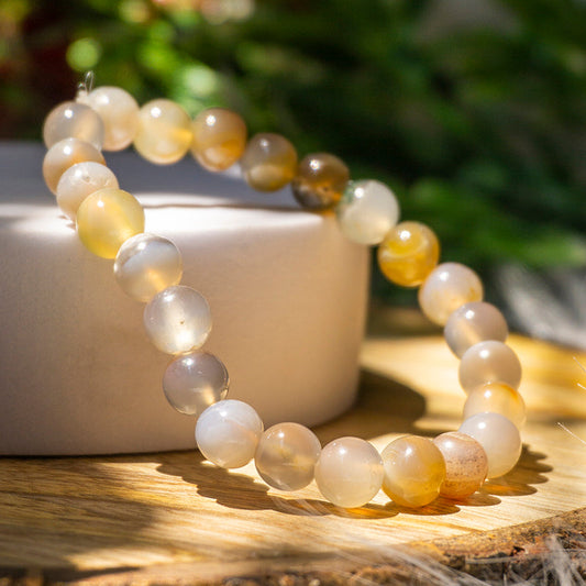 Grey Agate Crystal Bead Bracelet