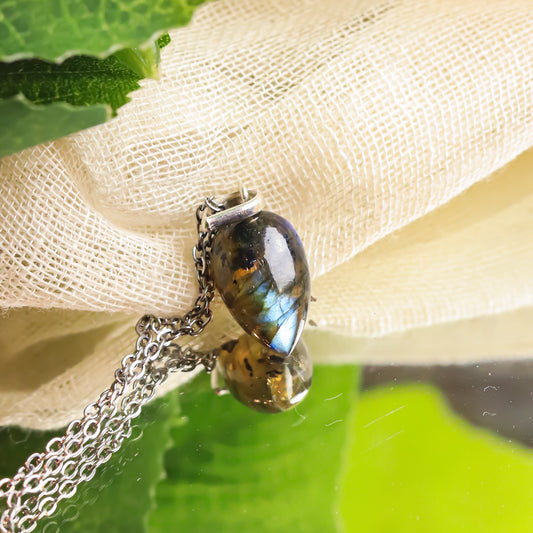Labradorite Crystal Silver Pendant