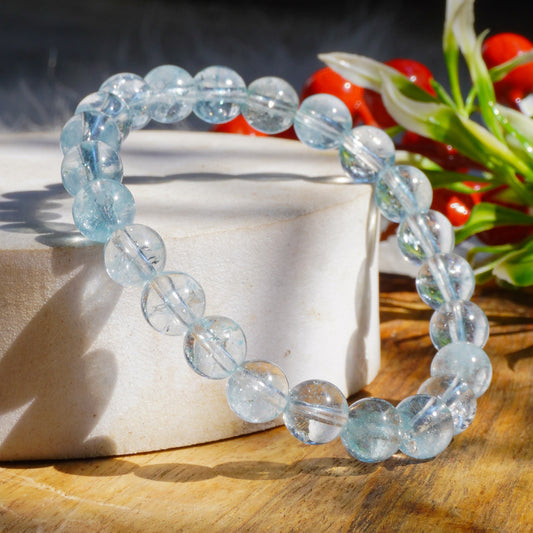 Real Aquamarine Crystal Bracelet (Premium Quality)