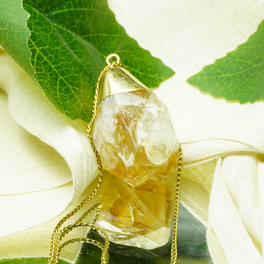 Real Citrine Crystal Raw Pendant