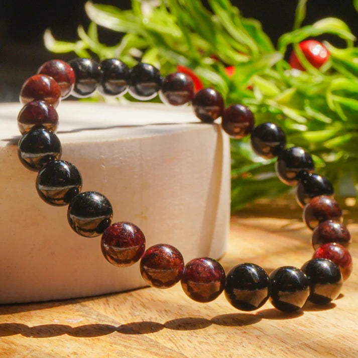 Real Victory, The World Card And The Two Of Cups! Intention Bracelet(Garnet Crystal,Black Tourmaline Crystal)