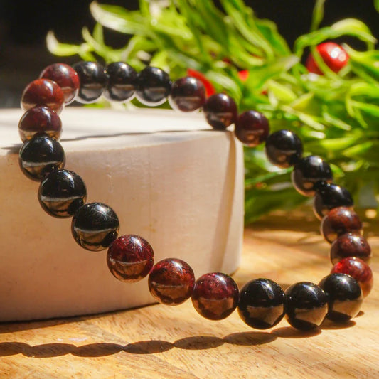 Real Victory, The World Card And The Two Of Cups! Intention Bracelet(Garnet Crystal,Black Tourmaline Crystal)