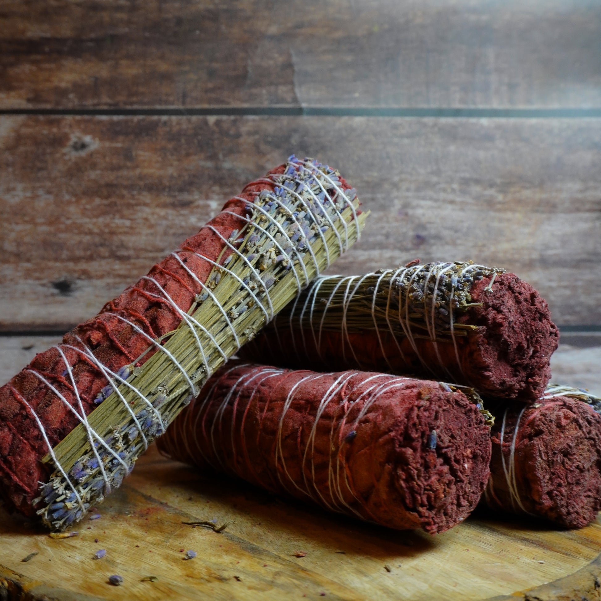 Real Pack Of 4 - Dragon Blood With Lavender Smudge Stick Bundle