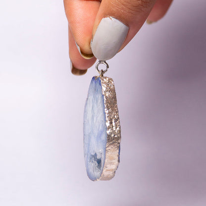 Blue Agate Crystal Slice Pendant