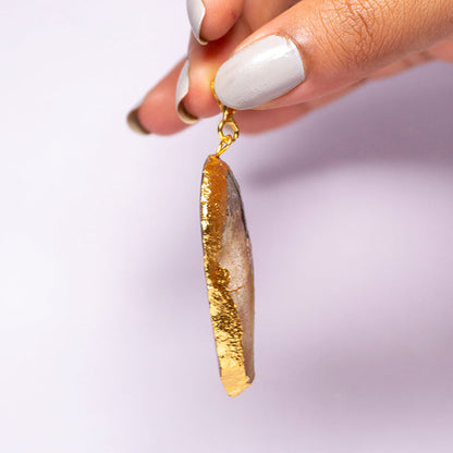 Brown Agate Crystal Slice Pendant