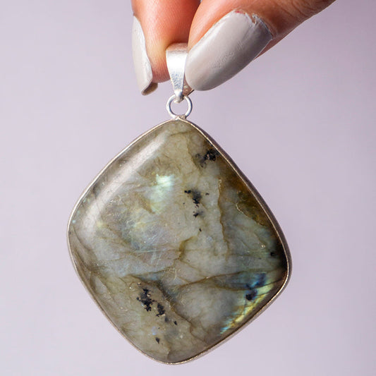 Labradorite Crystal And Stone Necklace Rhombus Pendant Jewellery
