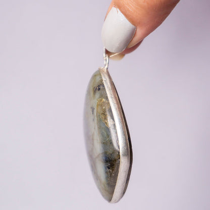 Labradorite Crystal And Stone Necklace Rhombus Pendant Jewellery