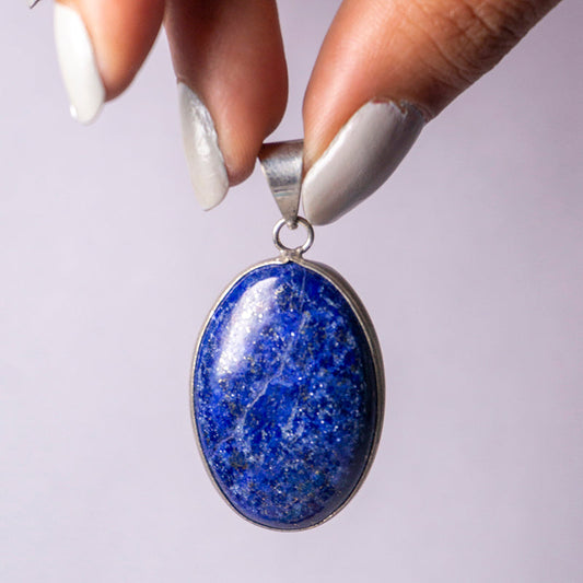 Lapis Crystal And Stone Necklace Oval Pendant Jewellery