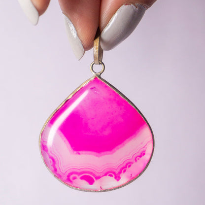 Pink Onyx Crystal Teardrop Pendant
