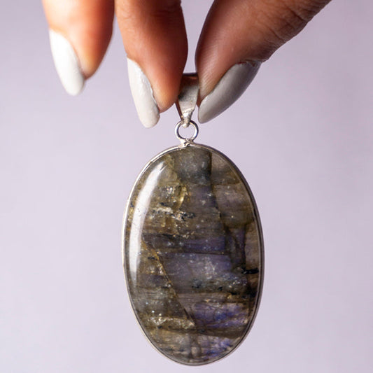Labradorite Crystal Oval Pendant