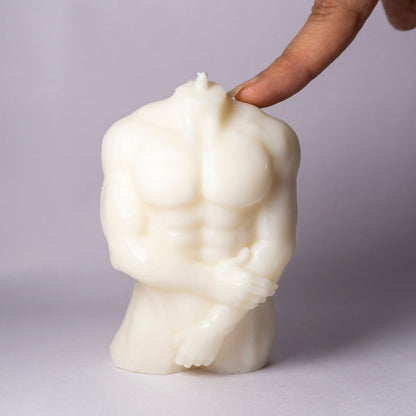 Male Torso Figure Candle White