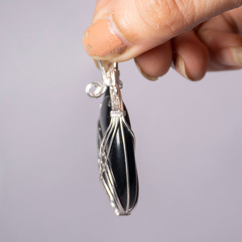 Real Black Onyx Crystal And Stone Necklace Oval Pendant Jewellery
